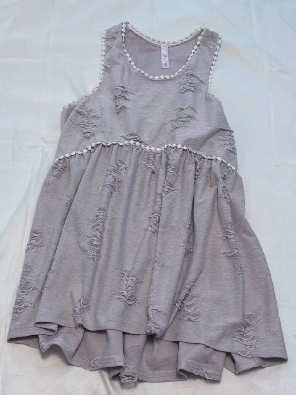 "My Story" sleeveless, light tan, high-low, racerback tunic or dress - size M